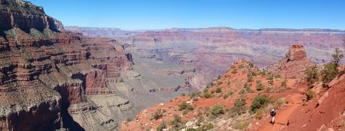 panoramic view from the Kaibab Trail near the south rim of the Grand Canyon in Arizona