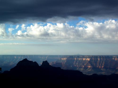 ominous view before stormy weather as seen from the north rim of the Grand Canyon in Arizona