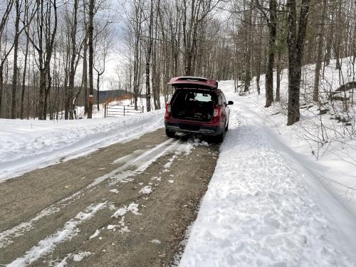 parking in March at Aarons Ledge in southern New Hampshire
