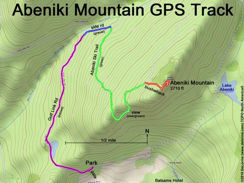 GPS track to Abeniki Mountain in New Hampshire