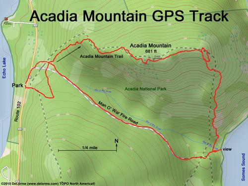 GPS track to Acadia Mountain in Maine