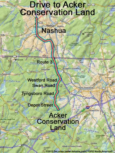 Acker Conservation Land drive route