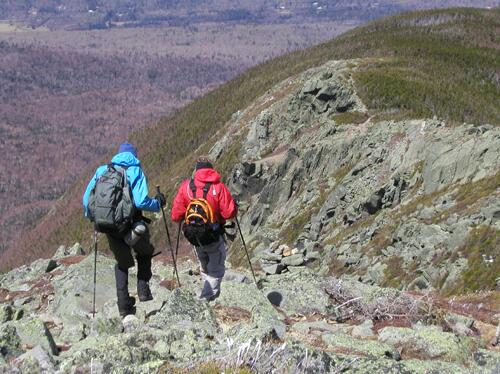 hikers head down Airline Trail from Mount Adams in New Hampshire