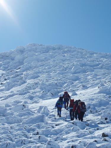 winter hikers near the summit of Mount Adams in New Hampshire