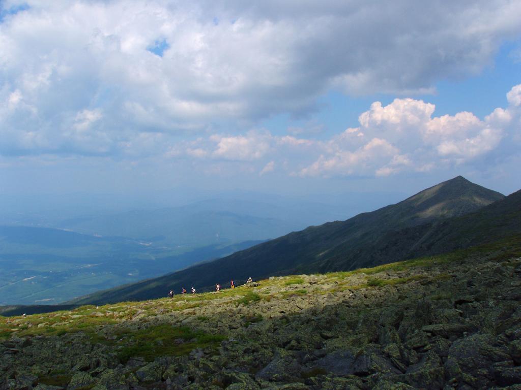 hikers head down Spur Trail from Mount Adams in the White Mountains of New Hampshire
