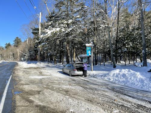 parking in January at Agassiz Rock near Essex in northeast Massachusetts