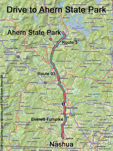 Ahern State Park drive route