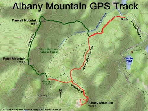 GPS track to Albany Mountain in western Maine