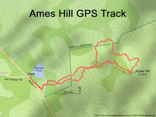 GPS track at Ames Hill in southern New Hampshire