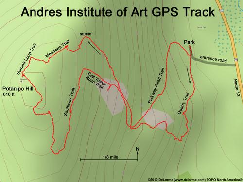 GPS track to Andres Institute of Art in southern New Hampshire