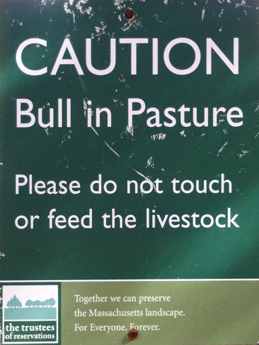 warning sign at Appleton Farms in northeastern Massachusetts