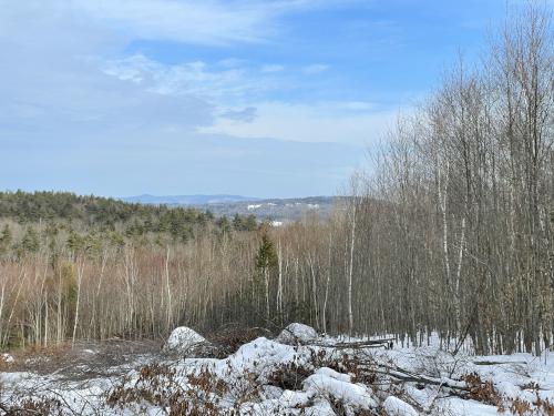 trail-viewpoint view in January at Arbutus Hill in New Hampshire
