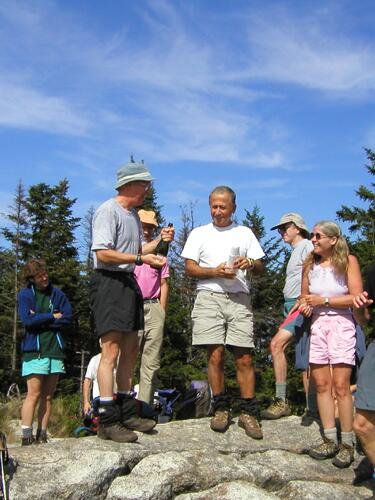 hikers on the summit of Mount Ascutney in Vermont