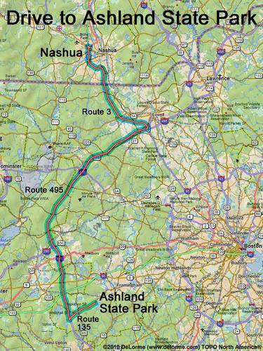 Ashland State Park drive route