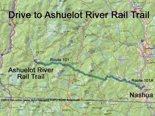 Ashuelot River Rail Trail north drive route
