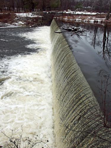smoothly-flowing dam in November at Ashuelot River Park, Keene, NH