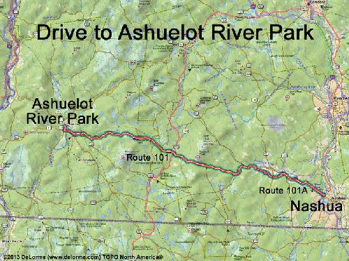 Ashuelot River Park drive route