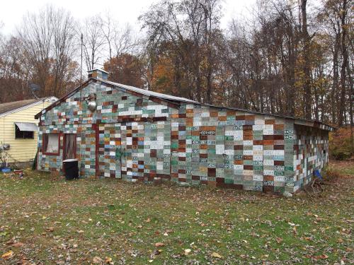 license-plate-covered building near the Ashuelot River Rail Trail in southwestern New Hampshire
