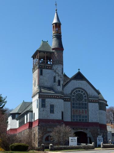 First Baptist Church in Marlborough beside the Assabet River Rail Trail in eastern Massachusetts