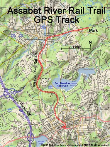GPS track at Assabet River Rail Trail in eastern Massachusetts