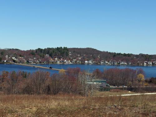 view of Fort Meadow Reservoir from the Assabet River Rail Trail in eastern Massachusetts