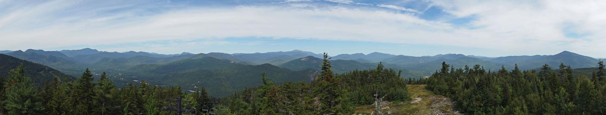 180-degree panorama of the White Mountains as seen from the viewing platform at Little Attitash Mountain in New Hampshire