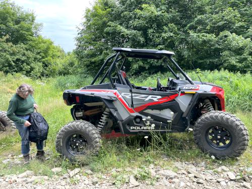 trailside ATV parking in July on ATV hikes near Pittsburg in northern New Hampshire
