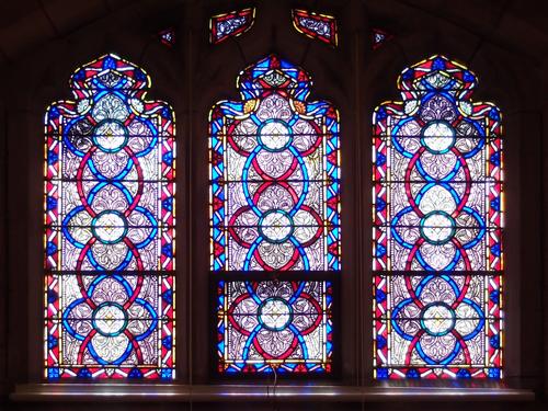 stained-glass window in Story Chapel at Mount Auburn Cemetery in Massachusetts