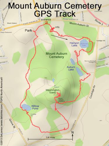 Mount Auburn Cemetery gps track