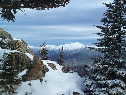 view in December of Mount Washington from Mount Avalon in New Hampshire