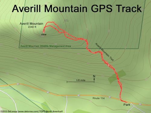GPS track at Averill Mountain in northeast Vermont
