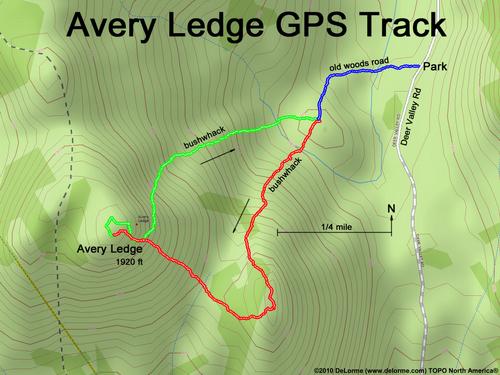 GPS track to Avery Ledge in New Hampshire