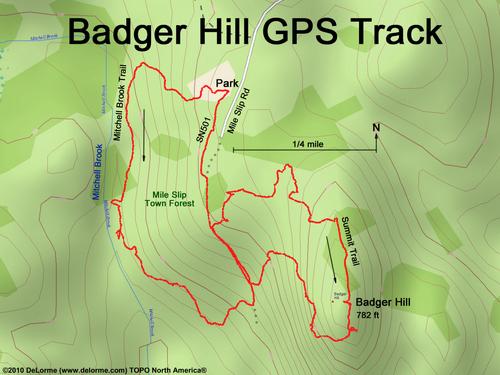 GPS track to Badger Hill in New Hampshire