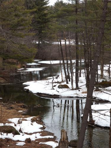 meandering brook at the eastern end of Bailey Brook Trail in southern New Hampshire