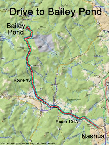 Bailey Pond drive route