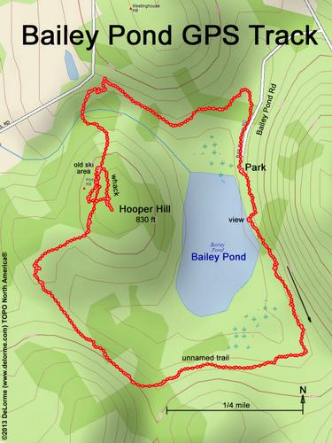GPS track around Bailey Pond in southern New Hampshire