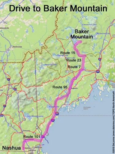 Baker Mountain drive route