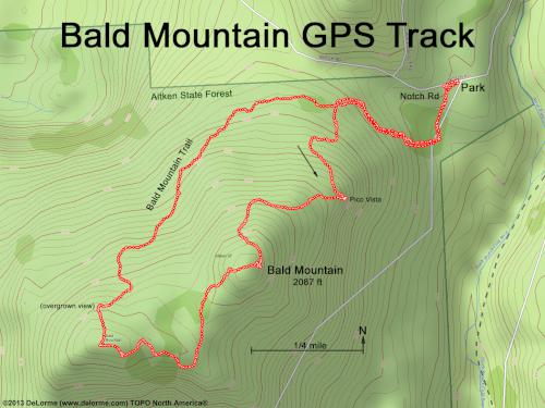 GPS track in September at Bald Mountain in southern Vermont