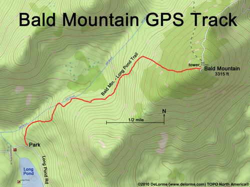 GPS track to Bald Mountain in Vermont