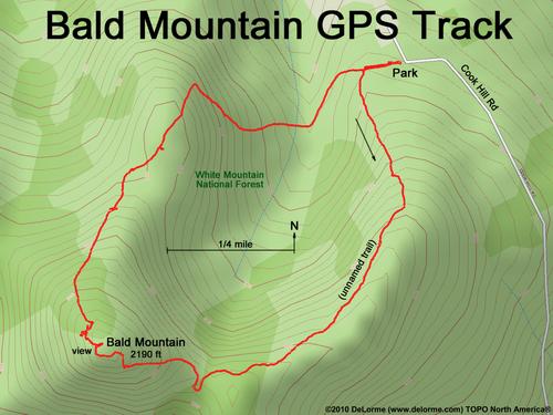 GPS track to Bald Mountain in New Hampshire