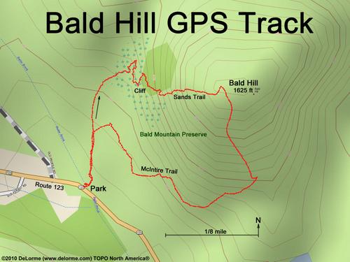 GPS track to Bald Hill in southwestern New Hampshire