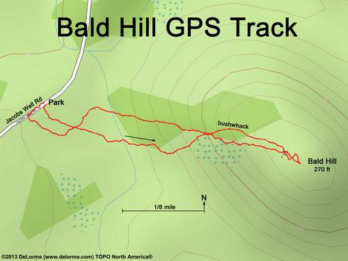 GPS track to Bald Hill near Newmarket in southeastern New Hampshire
