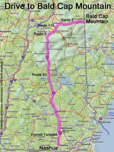 Bald Cap Mountain drive route