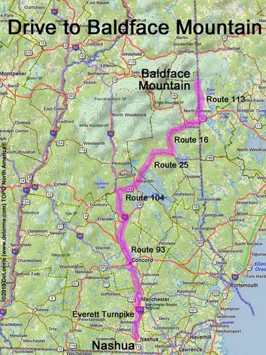 Baldface Mountain drive route