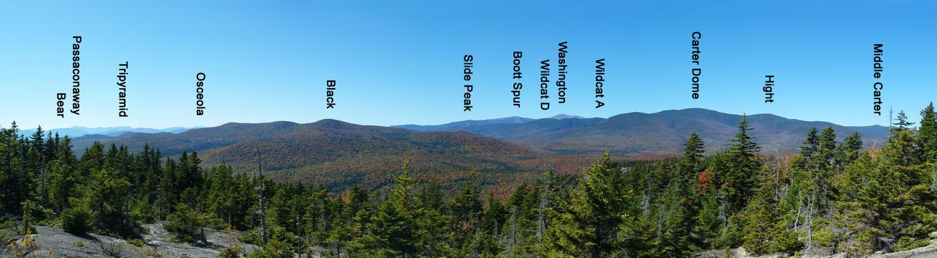 panoramic view from West Baldface Mountain in New Hampshire