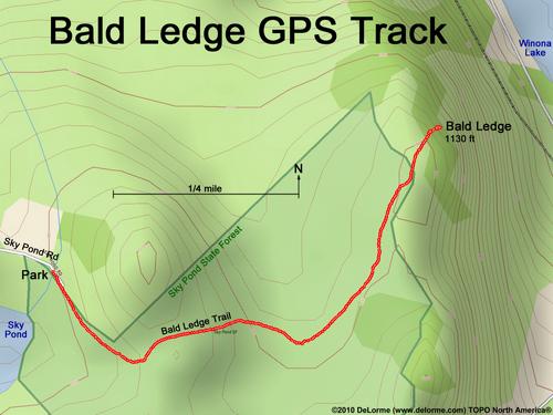 GPS track to Bald Ledge in New Hampshire