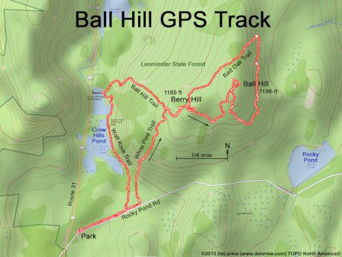 GPS track at Ball Hill near Leominster MA
