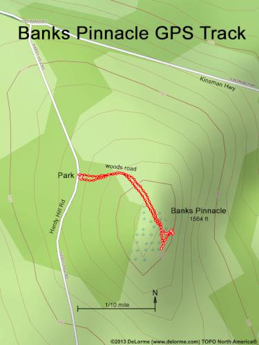 GPS track in January to Banks Pinnacle in western New Hampshire