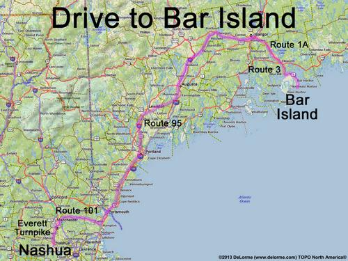 Bar Island drive route
