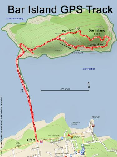 GPS track in September on Bar Island near Acadia National Park in Maine